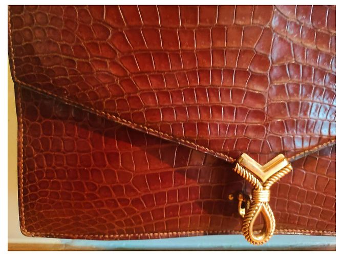 Hermès Cordelière Borsa in pelle di coccodrillo bordeaux Bordò - vista 11