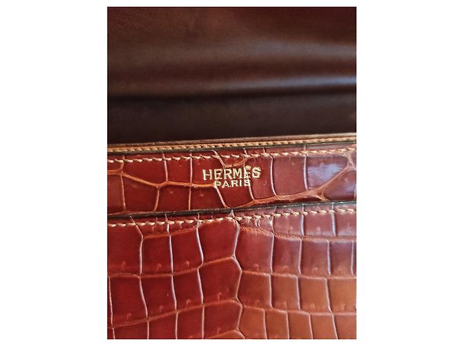 Hermès Cordelière Borsa in pelle di coccodrillo bordeaux Bordò - vista 12