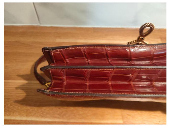 Hermès Cordelière Borsa in pelle di coccodrillo bordeaux Bordò - vista 14