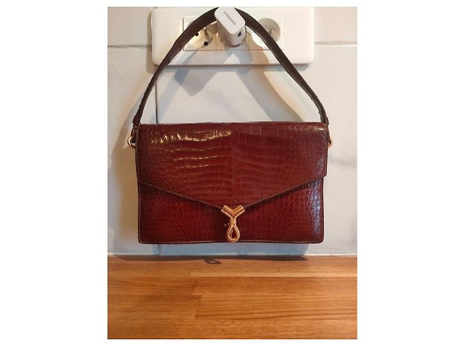 Hermès Cordelière Borsa in pelle di coccodrillo bordeaux Bordò - vista 17