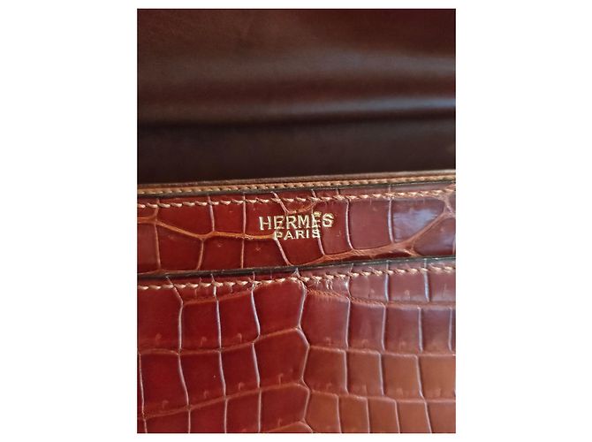 Hermès Cordelière Borsa in pelle di coccodrillo bordeaux Bordò - vista 19