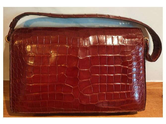 Hermès Cordelière Borsa in pelle di coccodrillo bordeaux Bordò - vista 3