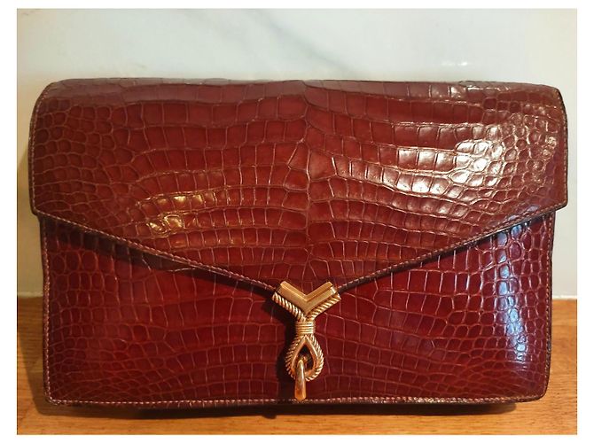 Hermès Cordelière Borsa in pelle di coccodrillo bordeaux Bordò - vista 4