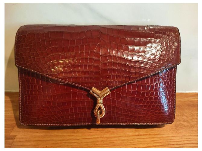 Hermès Cordelière Borsa in pelle di coccodrillo bordeaux Bordò - vista 5