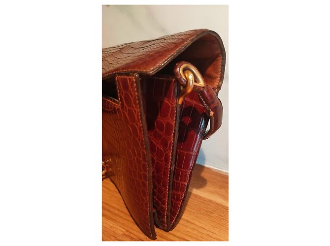 Hermès Cordelière Borsa in pelle di coccodrillo bordeaux Bordò - vista 7