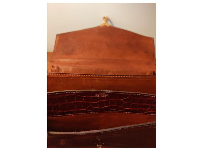 Hermès Cordelière Borsa in pelle di coccodrillo bordeaux Bordò - vista 8