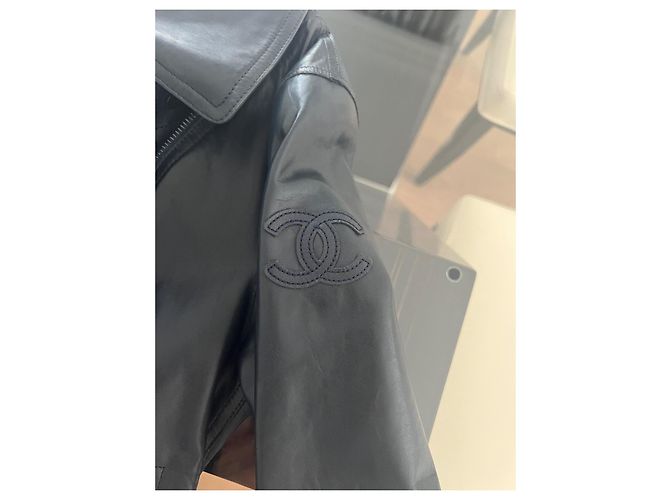 CHANEL Lederjacke Marineblau - Ansicht 12