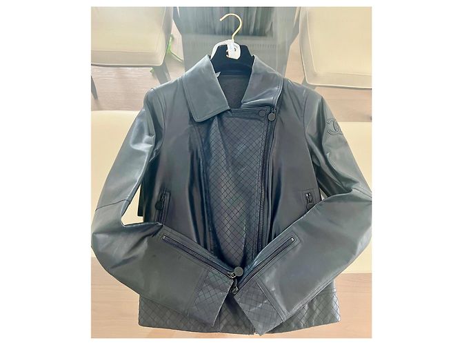 CHANEL Lederjacke Marineblau - Ansicht 2