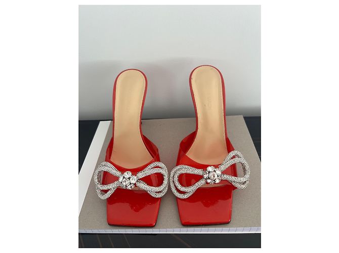Sandali Mach & Mach in pelle rossa con fiocco Swarovski Rosso - vista 2