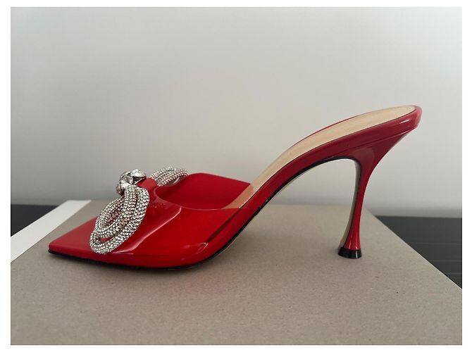 Sandali Mach & Mach in pelle rossa con fiocco Swarovski Rosso - vista 4