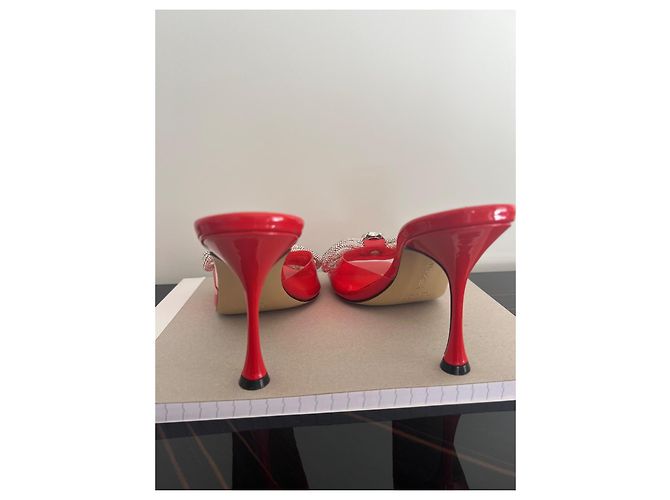 Sandali Mach & Mach in pelle rossa con fiocco Swarovski Rosso - vista 5