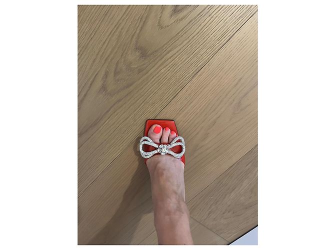 Sandali Mach & Mach in pelle rossa con fiocco Swarovski Rosso - vista 8