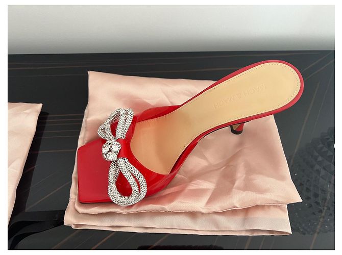 Sandali Mach & Mach in pelle rossa con fiocco Swarovski Rosso - vista 9
