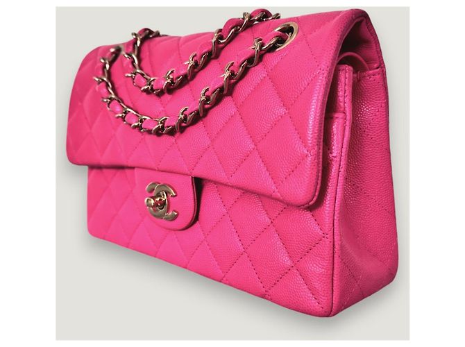 Borsa classica a doppio flap senza tempo CHANEL caviar rosa 2.55 - vista 3