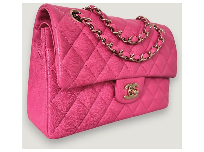 Borsa classica a doppio flap senza tempo CHANEL caviar rosa 2.55 - vista 5