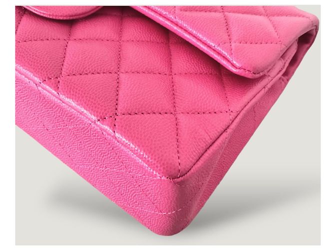 Borsa classica a doppio flap senza tempo CHANEL caviar rosa 2.55 - vista 8
