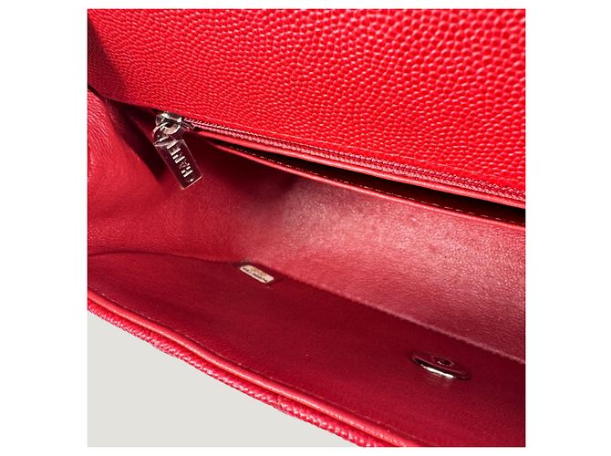 CHANEL clásico atemporal rectangular caviar rojo Roja - vista 10