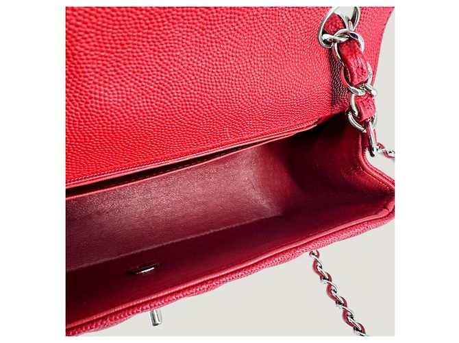 CHANEL clásico atemporal rectangular caviar rojo Roja - vista 11