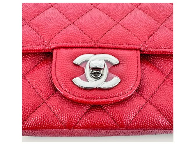 CHANEL clásico atemporal rectangular caviar rojo Roja - vista 17