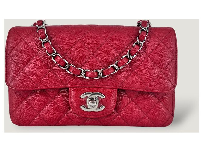CHANEL clásico atemporal rectangular caviar rojo Roja - vista 2