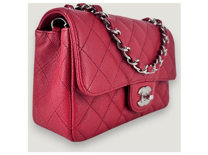 CHANEL clásico atemporal rectangular caviar rojo Roja - vista 3