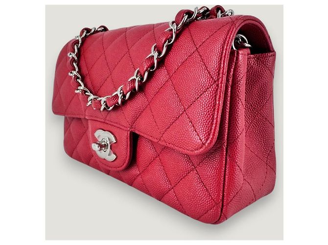 CHANEL clásico atemporal rectangular caviar rojo Roja - vista 4