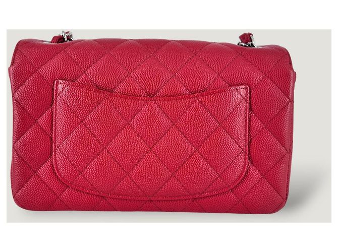 CHANEL clásico atemporal rectangular caviar rojo Roja - vista 5