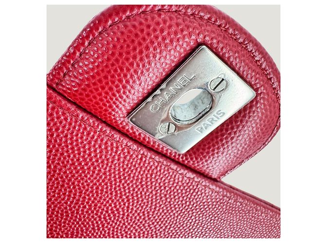 CHANEL clásico atemporal rectangular caviar rojo Roja - vista 8