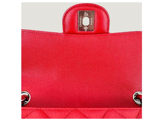 CHANEL clásico atemporal rectangular caviar rojo Roja - vista 9