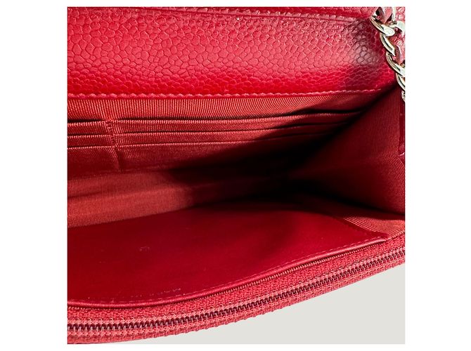 Wallet On Chain CHANEL Portafoglio a Catena WOC caviar Rosso - vista 10