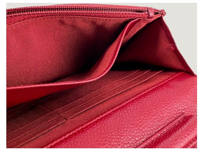 Wallet On Chain CHANEL Portafoglio a Catena WOC caviar Rosso - vista 14