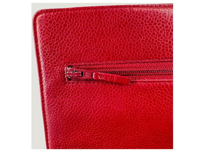 Wallet On Chain CHANEL Portafoglio a Catena WOC caviar Rosso - vista 15