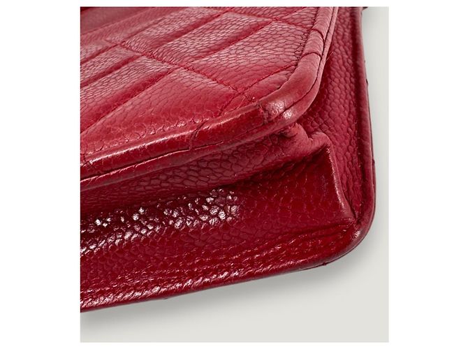 Wallet On Chain CHANEL Portafoglio a Catena WOC caviar Rosso - vista 17