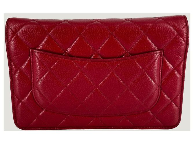 Wallet On Chain CHANEL Portafoglio a Catena WOC caviar Rosso - vista 5