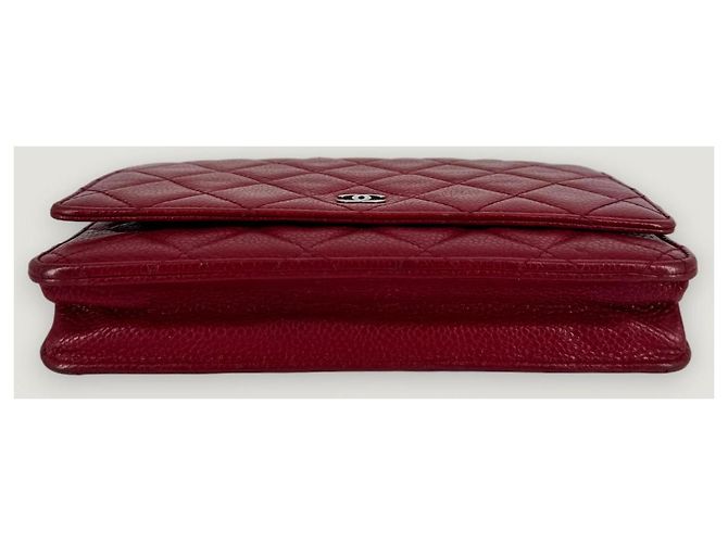 Wallet On Chain CHANEL Portafoglio a Catena WOC caviar Rosso - vista 6