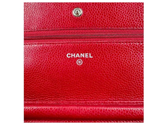 Wallet On Chain CHANEL Portafoglio a Catena WOC caviar Rosso - vista 8