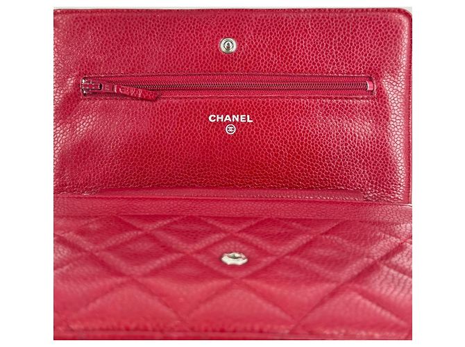 Wallet On Chain CHANEL Portafoglio a Catena WOC caviar Rosso - vista 9