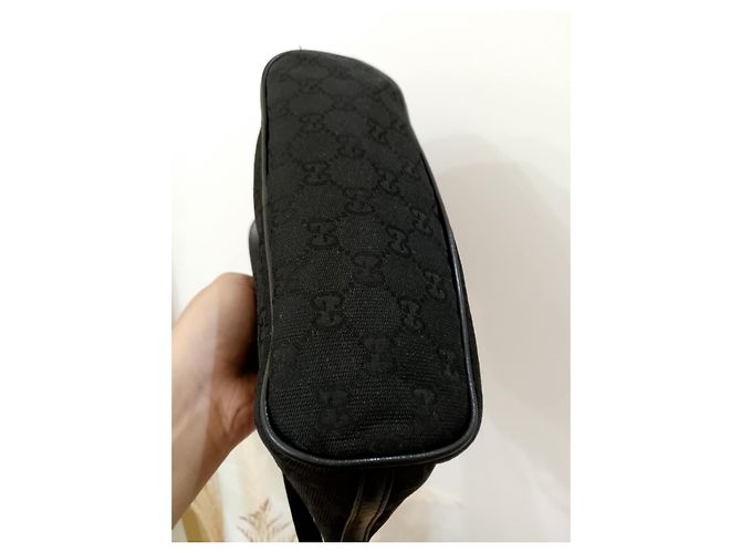 Marmont Gucci Mini Baguette Clutch Schwarzes Monogramm Canvas - Ansicht 11