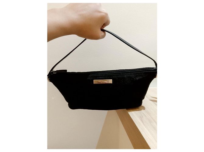 Marmont Gucci Mini Baguette Clutch Schwarzes Monogramm Canvas - Ansicht 3