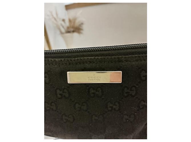 Marmont Gucci Mini Baguette Clutch Schwarzes Monogramm Canvas - Ansicht 4