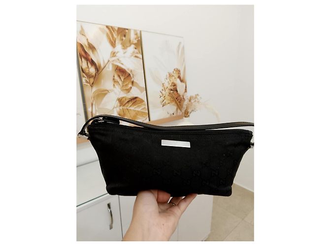 Marmont Gucci Mini Baguette Clutch Schwarzes Monogramm Canvas - Ansicht 8