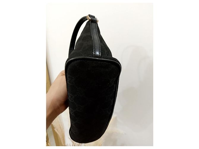 Marmont Gucci Mini Baguette Clutch Schwarzes Monogramm Canvas - Ansicht 9