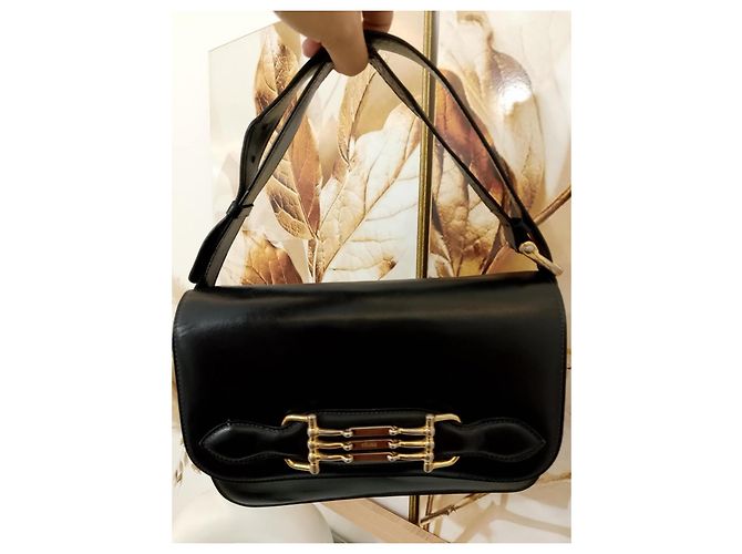 Classic Box Céline Crecy Vintage Handtasche aus schwarzem Leder - Ansicht 2