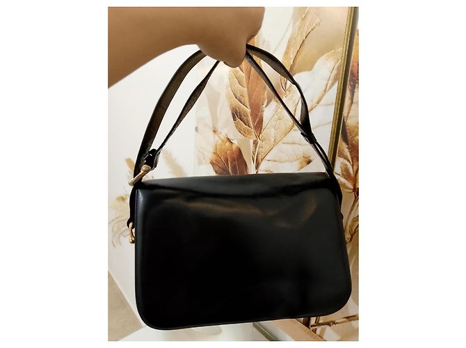 Classic Box Céline Crecy Vintage Handtasche aus schwarzem Leder - Ansicht 3
