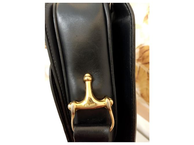 Classic Box Céline Crecy Vintage Handtasche aus schwarzem Leder - Ansicht 6