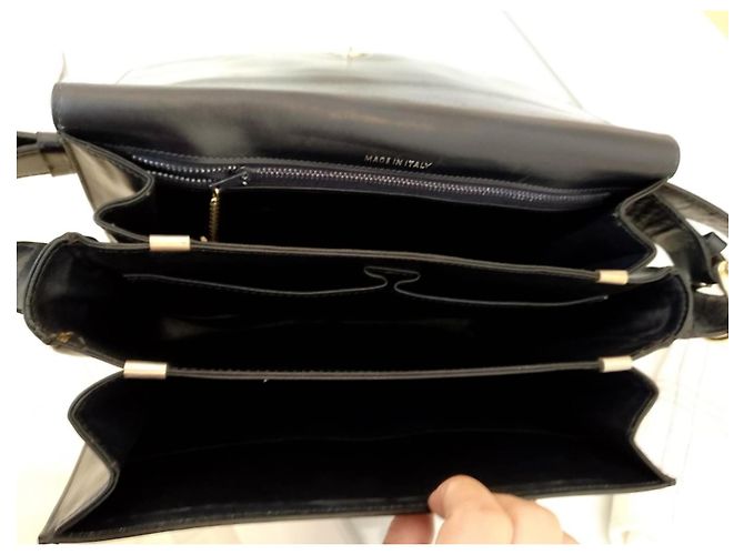 Classic Box Céline Crecy Vintage Handtasche aus schwarzem Leder - Ansicht 7