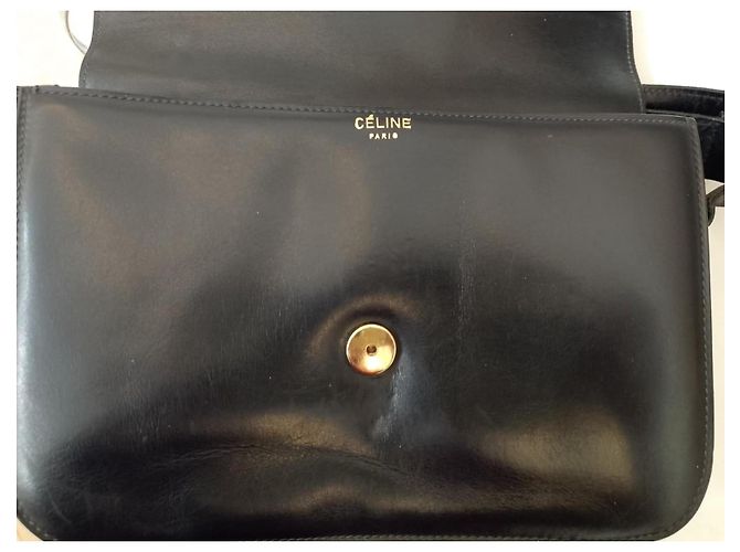 Classic Box Céline Crecy Vintage Handtasche aus schwarzem Leder - Ansicht 8