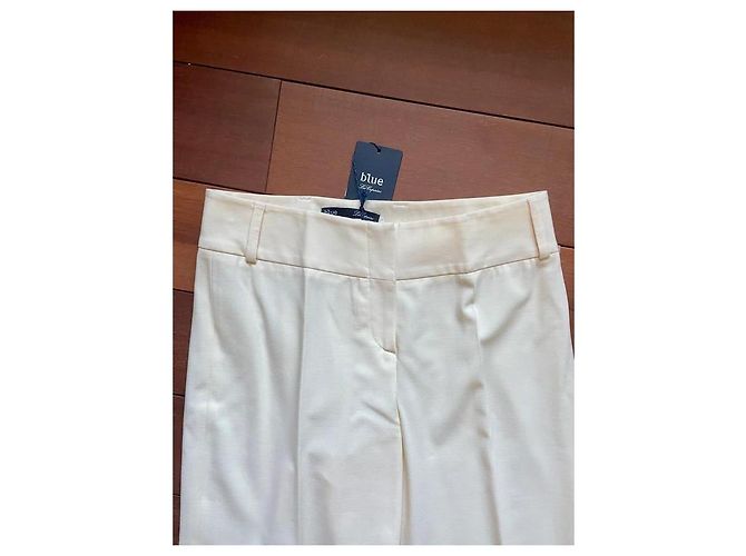 Calças largas de lã cor marfim Blue Les Copains Branco Fora de branco - vista 2