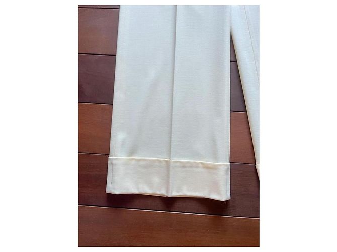 Calças largas de lã cor marfim Blue Les Copains Branco Fora de branco - vista 3