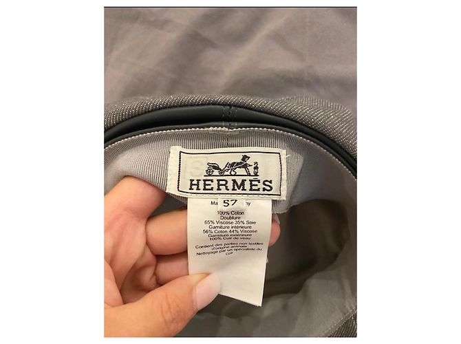 Cappellino Hermès Dani grigio scuro cotone Grigio antracite - vista 5